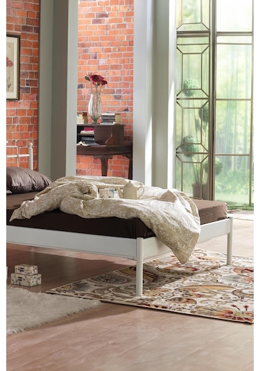Hatkus-s Çift Kişilik Ferforje Metal Karyola-beyaz Ahşap Latalı