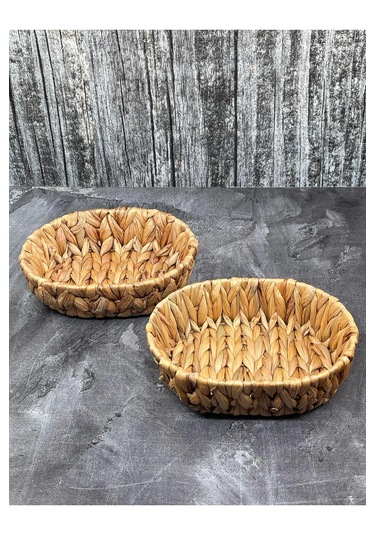 2 Adet Hasır Ekmeklik Saklama Kutusu Organizer Sepet Oval Hasır