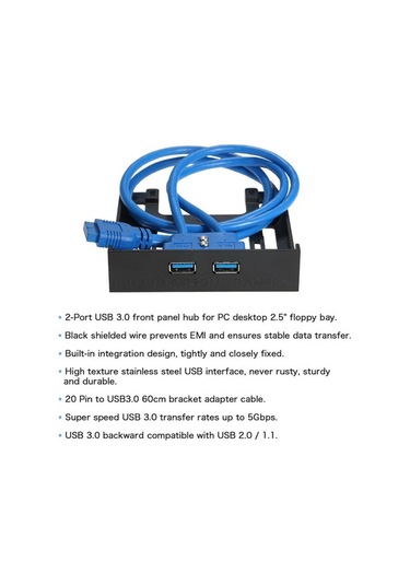 Fastbuy 2.5 Floppy Drive Konvertörü - 2 Usb 3.0 Portlu Ön Panelli, 5gbps Hızlı Veri Transferi, Kullanımı Kolay, Sıcak Takma D