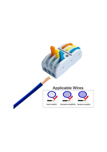 Wozlo Hızlı Kablo Ekleme Birleştirme Aparatı - Üçlü Klemens - 10 Adet