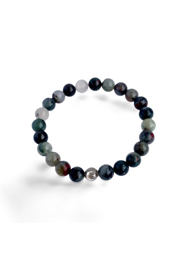 Gümüş Hematit Doğal Taşlı Bayrak Tasarım Erkek Bileklik Gümüş