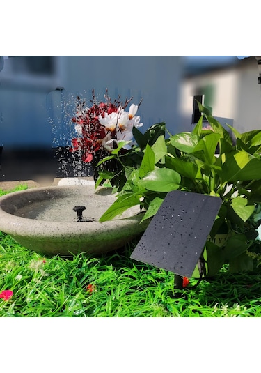 Vkemall Güneş Enerjili 1.5w Bahçe Fontanı, 4 Farklı Sprey Modu, Dikme Tabanlı Kareli, Siyah, 450mm Maksimum Yükseklik, Taşlı Bahçe Ve Çadır İçin