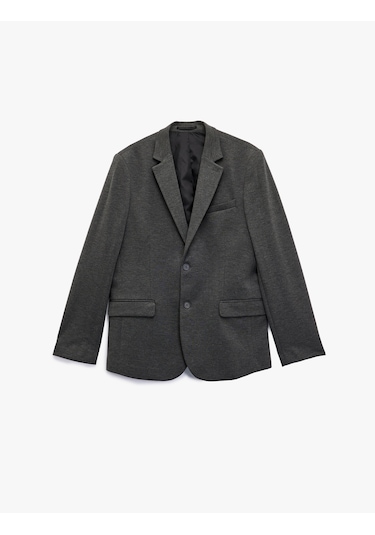 Koton Slim Fit Kapaklı Cep Detaylı Uzun Kollu Mono Yaka Blazer Ceket Antrasit 6wam50008hk Antrasit