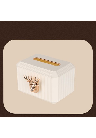 Suntek Tezgah Beyaz Peçete Kağıt Tutucu Geyik Kafası Heykel