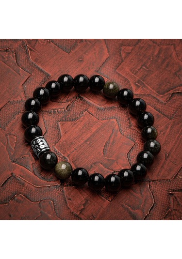 Saff Doğaltaş Obsidyen Doğal Taş Bileklik - 8 MM Çok Renkli