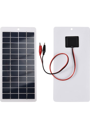 Mufunye 12v 5w Çok Kristal Güneş Paneli - Güneş Şarj Cihazı Klipsli Taşınabilir Şarj Paneli