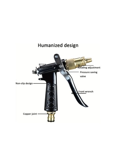 Honeybeeshop Siyah Yüksek Basınçlı Güç Yıkama Tabancası Dayanıklı Bakır Metal Manuel Araba Bahçe Püskürtme