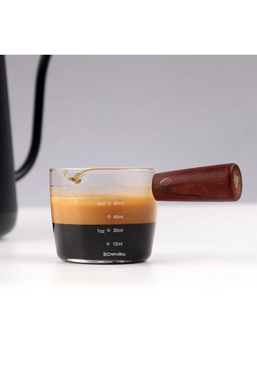 Suntek Espresso Bardağı Ölçüm Kabı Ahşap Saplı Ölçü Çift Çıkışlı