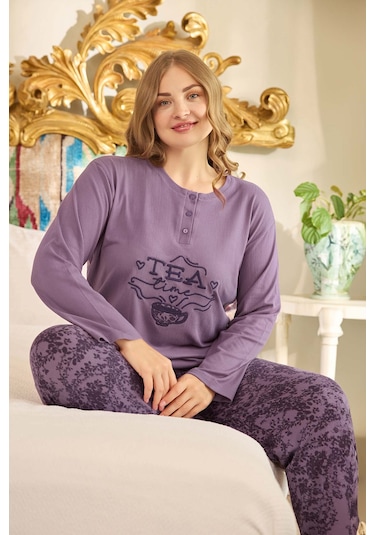 Aydoğan Kadın Suzi Büyük Beden Termal Mistik Mor Pijama Takım 0679 Lavanta