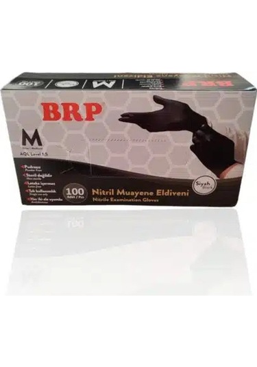 Brp Siyah Nitril Pudrasız Muayene Eldiven 100'lü