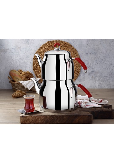 Viola Kanuni Çaydanlık Silikon Telkulp Paslanmaz Çelik Çaydanlık