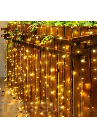 5 Metre 120 Ledli 8 Modlu Fişli Peri Led Işıklandırma - Gün Işığı Sarı Dekoratif Şerit Led Gün Işığı