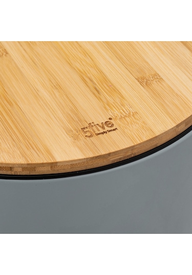 5five Çöp Kovaları Simply Smart Bambou 30 Lt Metal Antrasit