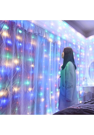 Sıcak Beyaz Led Perde Işıkları Peri Işıkları Dekorasyon Chambre Noel Düğün İçin Ramazan Navidad Ev Festoon Çelenk Yatak Odası Usb 3mx2m 200led Sıcak Beyaz