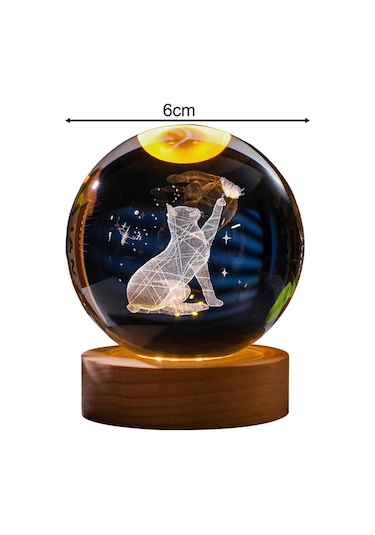 Suntek Magideal Çalışma Için Usb Kablosu Ile 6cm Şeffaf Top Gece Kedi Çok Renkli