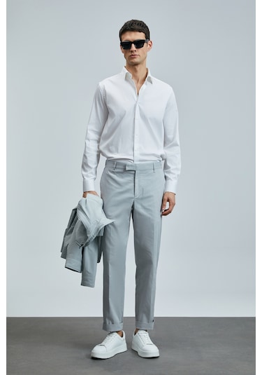 Lufian Samuel Smart Erkek Chino Pantolon Slim Fit Taş Taş 111190343100190 Taş