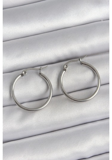 316 Çelik Gümüş Renk 22 Mm Halka Model Kadın Küpe - Tj-bkp10513 Çok Renkli