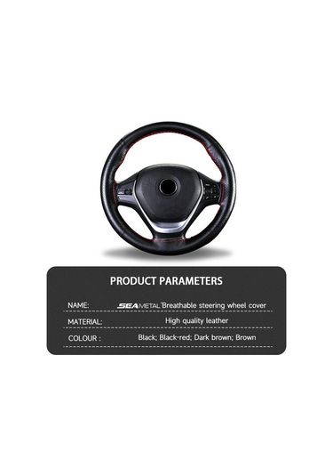 Siyah Seametal Hakiki Deri Araba Direksiyon Kılıfı Dıy Örgü Kılıfı Ve İğneler Konu 38 Cm Çapı Için Fit