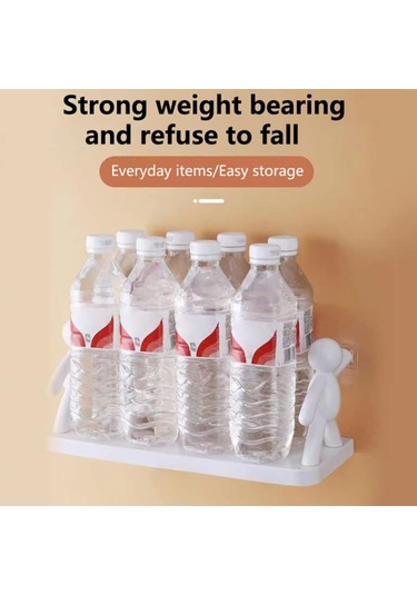 Sones 2 Adet Küçük Kişi Şekli Basit Duvara Monte Vakumlu Raf Banyo Kozmetik Depolama Beyaz