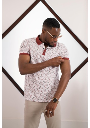 Polo Yaka Dynamıc Fit Baskı Desenli Çıt Çıt Detaylı Kısa Kol Erkek Yazlık T-shirt 001
