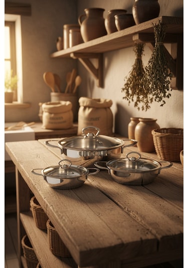 Bernardo Meyra 6 Parça Çelik Sahan Seti 16-18-20 Cm Siyah