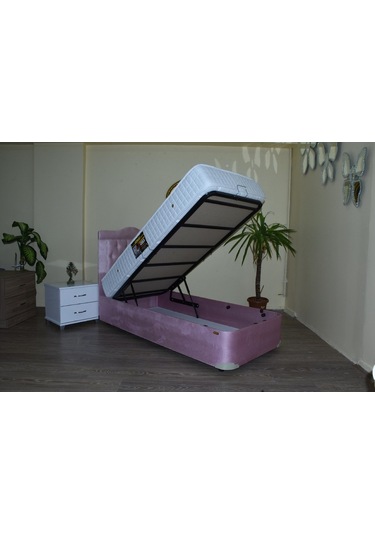 Bengimobilya Baza-Başlık-Yatak Ortopedik Tay Tüy Pembe Kumaş Kapitone Başlık M