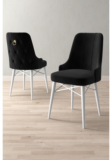 Jusie Beyaz Mermer Desen 80x132 Açılabilir Yemek Odası Takımı 6 Adet Sandalye Siyah