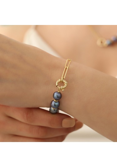 925 Ayar Gümüş Siyah İnci Set-9.00mm