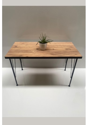Demo Tanraf Atlantik Çam Mutfak Masası 120X70 Cm Ebat Metal Ayaklı