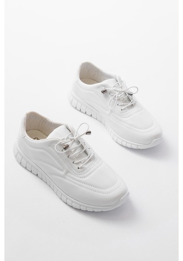 Aska Shoes K-504 Bağcıklı Desenli Günlük Spor Ayakkabı Beyaz
