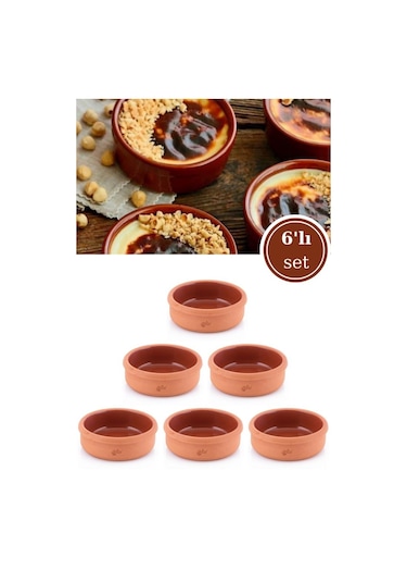 Elizi Çömlekleri Sırlı Toprak Güveç Kasesi Fırın Sütlaç Kabı 6 x 250 ML Diğer