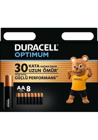 Duracell Optimum LR6/MN1500 1.5 V AA Alkalin Kalem Piller 8'li