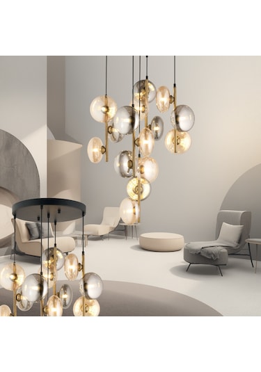 Lampaluce Valentina Modern Tasarımlar Camlı Avize 5'li Çok Renkli