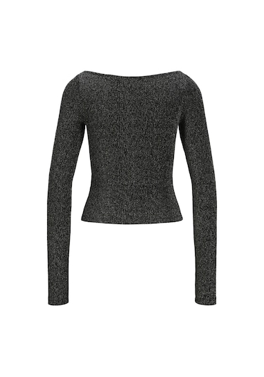 Jack & Jones Kadın Simli Kumaş Crop Top - Sigga Silver