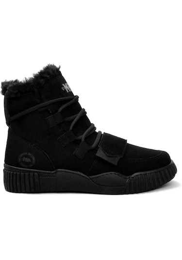 Mp 2421876 Siyah Süet Kadın Bağcıklı Spor Bot Siyah Süet