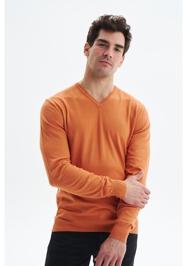 Arma Erkek Slim Fit Likralı Pamuklu Örme V Yaka Triko Kazak K0kro0854 Turuncu Arma Erkek Slim Fit Likralı Pamuklu Örme V Yaka Triko Kazak K0kro0854 Turuncu
