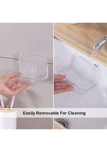 Banyo Mutfak İçin Delme Gerektirmeyen Duvara Monte Yapışkanlı Sabunluk Yarı Saydam Plastik Diğer