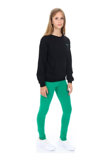 Toontoy Kız Çocuk Baskılı Taytlı Takım Siyah