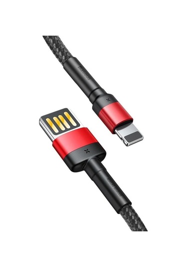Baseus Cafule Calkfl-h91 2 Metre Apple Uyumlu iPhone Lightning Usb Kablo - 1.5a Hızlı Şarj, Kırmızı-siyah
