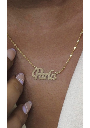 Diamine  Altın Singapur Zincir İsim Kolye