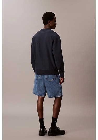 Erkek Regular Fit Bisiklet Yaka Nakış Logolu Sweatshirt - Lacivert Dark Sapphire