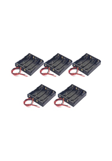 Koodmax - 5 Adet - 4'lü Aaa Küçük Kalem Pil Kutusu Yuvası Kablolu Kalem Pil Tutucu