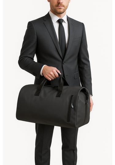 Takım Elbise Çantası Deri Ayakkabı Bölmeli Çok Yönlü Omuz Askılı Siyah