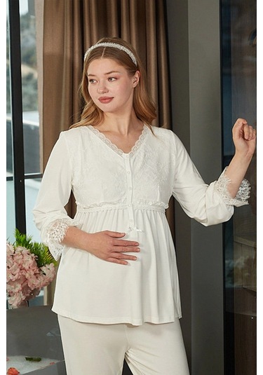 Modadua Aqua 26626 Pijama Takım Krem