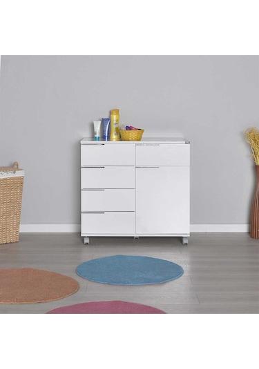 Diamond 5 Çekmeceli Tek Kapaklı Dolap - Lake Beyaz