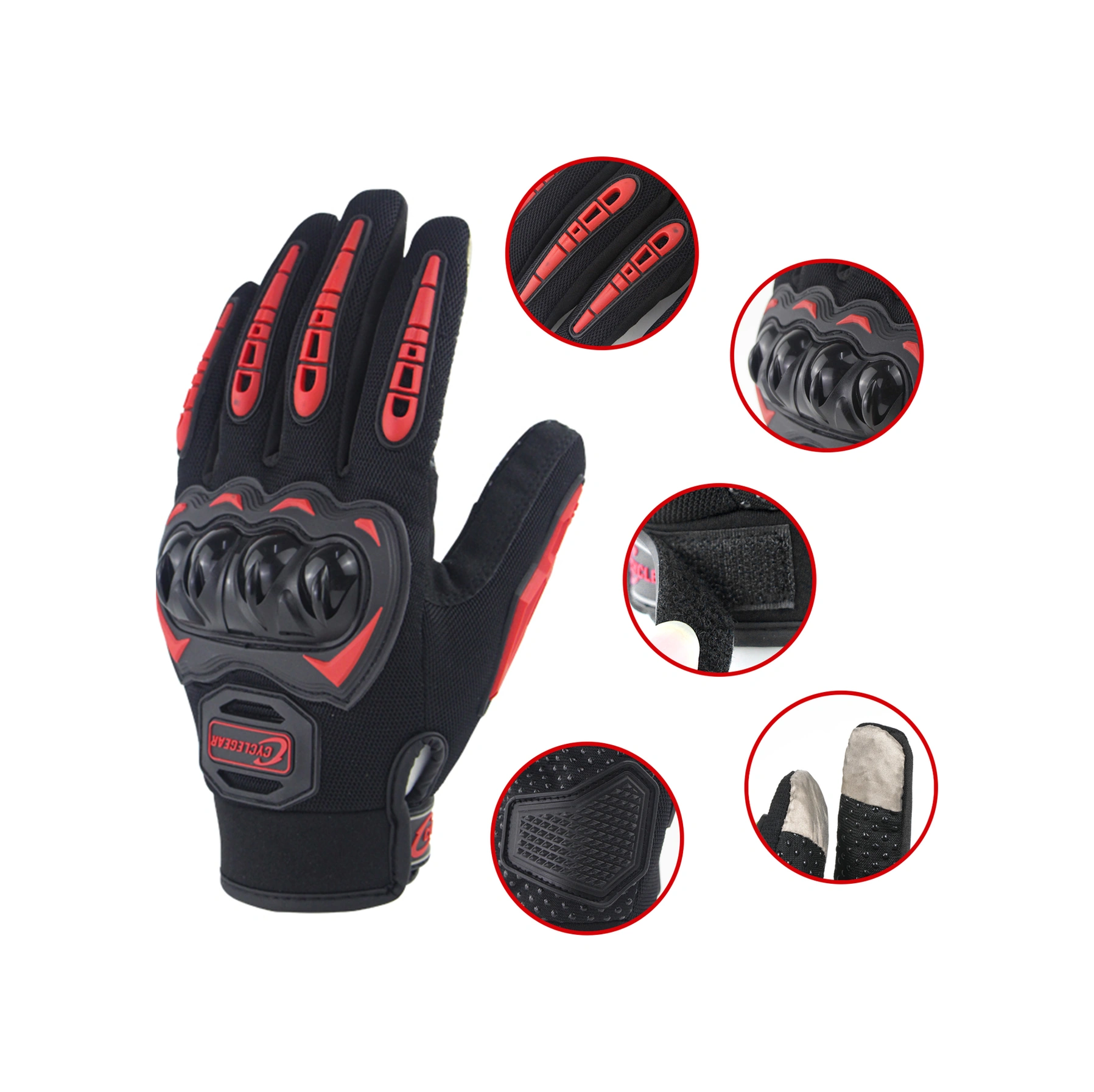 Dofolink Kara-kırmızı Motosiklet Eldiveni Xxl - Tam Parmak, Işıklı Dokunmatik İlk İki Parmak , Kayganlık Önleyici, Dört Mevsim Uygun - Sohbetli Sürüş İçin