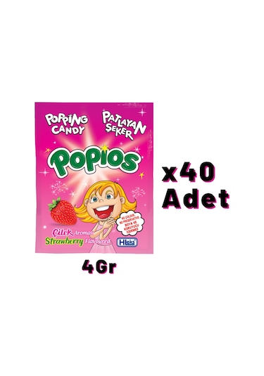 Hleks Patlayan Şeker Popios 40 Adet 4 Gr Çilek