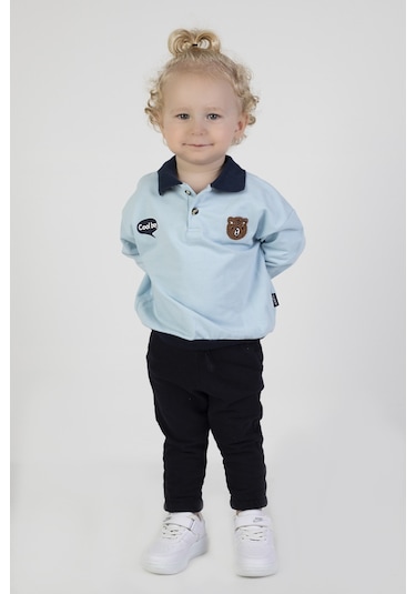 Erkek Bebek&çocuk İki İplik Kumaş Orta Kalınlıkta Polo Yaka Örme Basic Alt Üst Eşofman Takımı 001