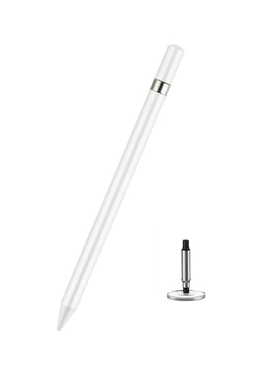 Rogfer At-26 2'si 1 Arada Cep Telefonu Dokunmatik Ekranlı Kapasitif Kalem 1 Kalem Uçlu Yazma Kalemi Beyaz