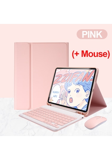Xindoker 2021 İpad Pro 11 İnç İçin Çift Modlu Kablosuz Bluetooth Klavye Kılıfı - Pembe Deri Kasa Ve Klavye Seti
